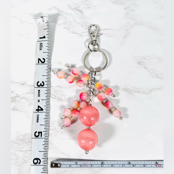 Pink Beaded Bag Charm - Picture 3 of 4